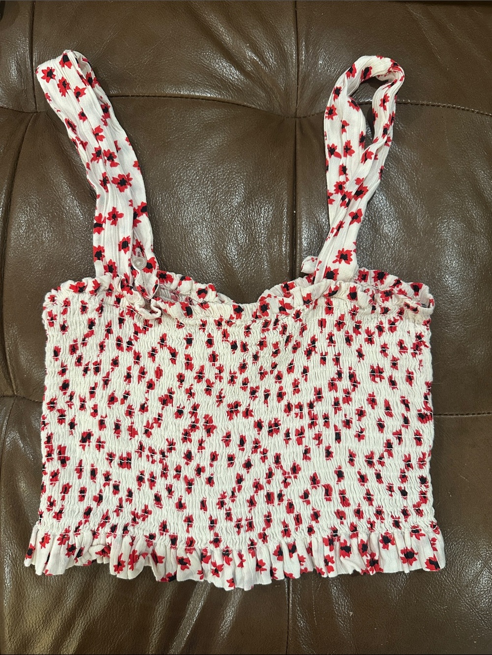 Billabong Smocked Floral Crop Tank Top